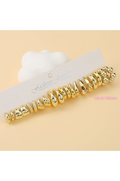 Choice Set B(10PAIRS) 6-36 PAIRS Trendy Golden C-shaped,Water-droplet,Threade...