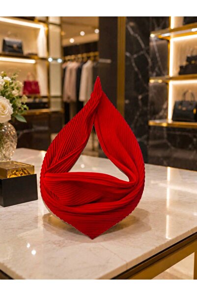 Axesoire 13731-1 Kırmızı Pliseli Saten Bandana Fular 50x50 cm