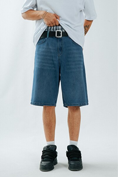 UKHWD SUPPLY Blue Baggy Jean Men's Shorts Jorts