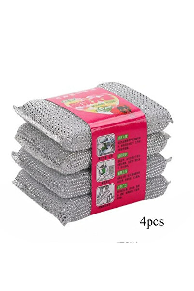 Choice 4pcs Silvery 4-Pack Non-Scratch Pot Scrub Sponges for Dishwashing And ...