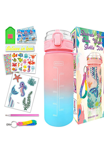 Choice Pink Decorate Your Own Water Bottle Kits for Girls Age 4-6-8-10,Mermai...