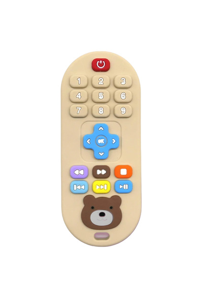 Choice6 Beige plus 1/4pcs Children's teething remote control silicone materia...