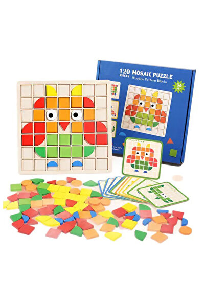 Choice wooden 120Pcs Wooden Mosaic Puzzle Toy Montessori Kids Wooden 3D Geome...
