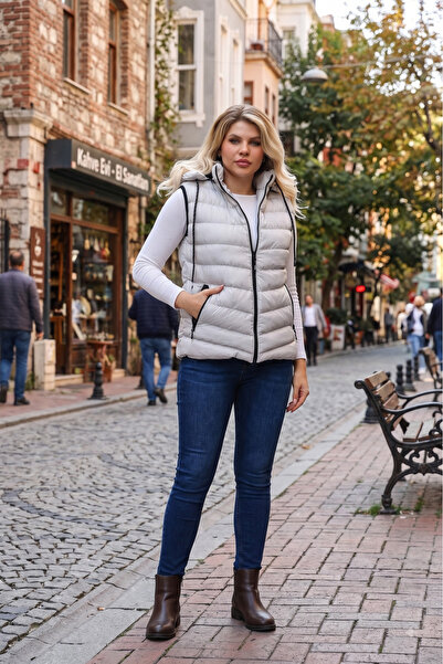 B.HE.Z Women's Y20 Gel-Filled Detachable Zipper Hooded Pocket Puffer Vest Sto...