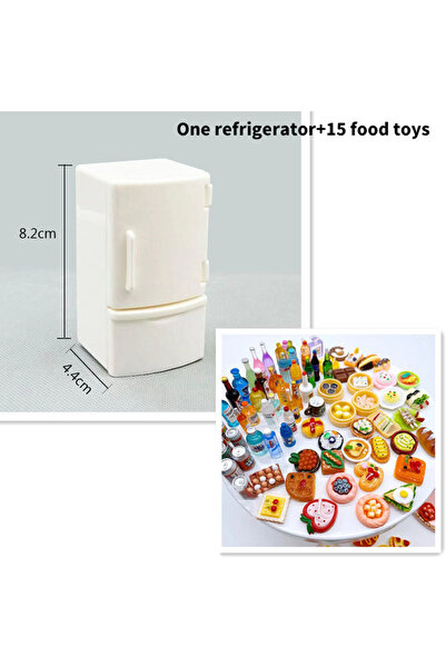 Choice A2 1/12 Mini Dollhouse White Refrigerator With Food Set Kitchen Toys M...