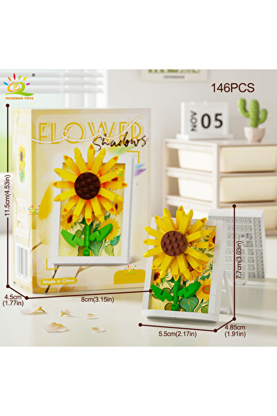 Choice7 NO.7 HUIQIBAO MOC Flower Photo Frame Model Micro Building Block Sunfl...