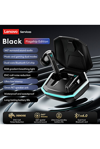Choice Lenovo Black New GT105 Gaming Headphones Bluetooth 6.0 Wireless Earpho...