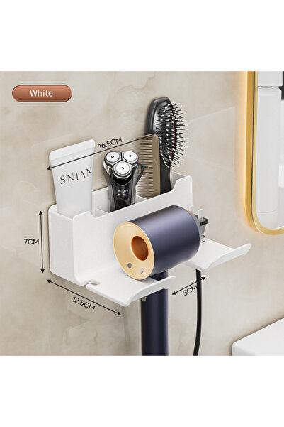 Choice B-White-1pcs Hair Dryer Holder Wall Mounted Hair Straightener Dryer Ha...