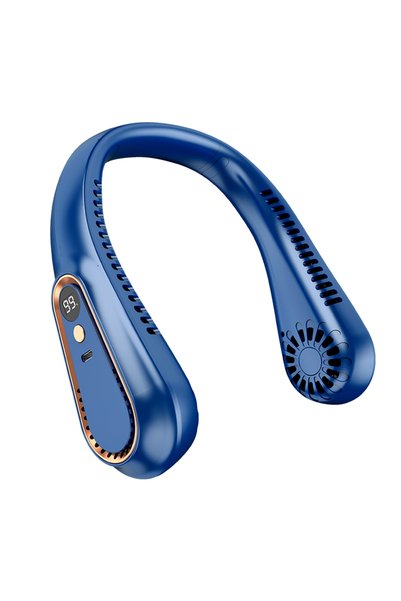 Choice1 blue Portable mini Neckband Fan, USB Charging 1200mAh Long Endurance ...