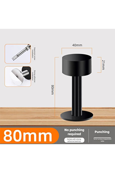 Choice7 Black 80mm Door Stopper Self Adhesive Wall Floor Protector Heavy Duty...