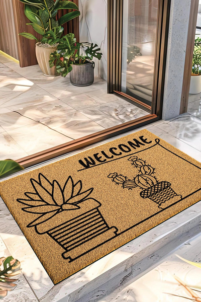 Decovetro Koko Doormat with Cactus Pattern for the Front Door 40 X 60 cm