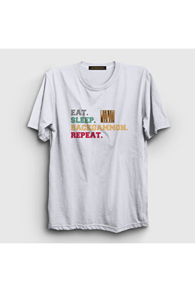 Presmono Unisex White Eat Sleep Backgammon Repeat Backgammon T-shirt418118tt