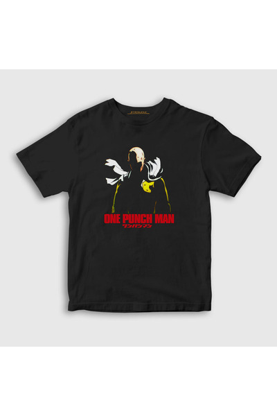 Presmono Unisex Kids Black Saitama Anime One Punch Man T-shirt240741tt