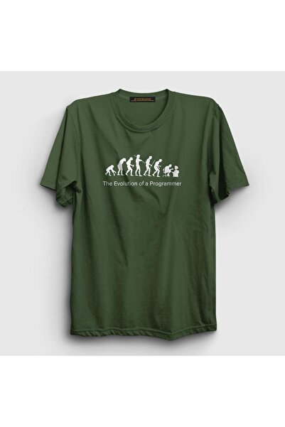 Presmono Unisex Khaki Evolution Evolution Developer Software T-shirt332793tt