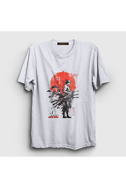 Presmono Unisex White Roronoa Zoro Anime One Piece T-shirt353541tt