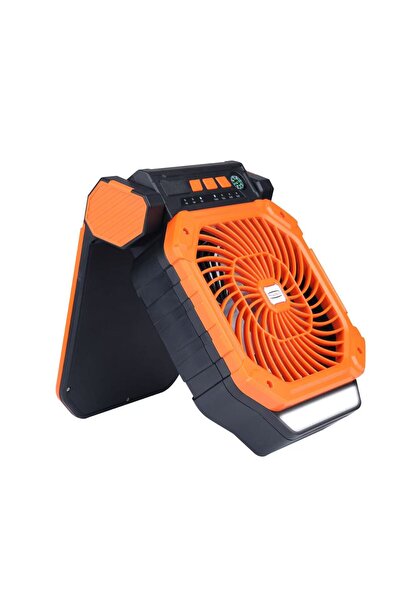 Choice1 orange Solar Portable Fan 4-Speed with LED, USB, Timer & Built-in Com...