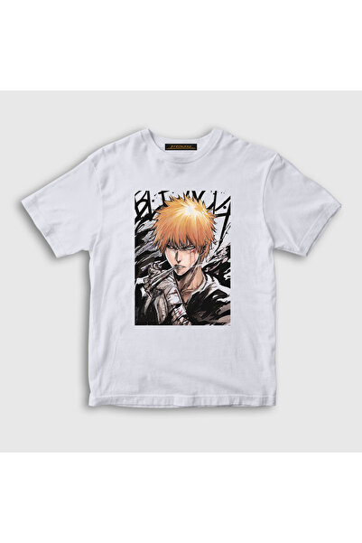 Presmono Unisex dečji beli Ichigo anime Bleach T-shirt 127577tt