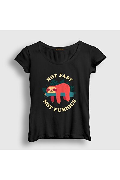 Presmono Women's Black Not Fast Not Furious Sloth T-Shirt 618555Tt
