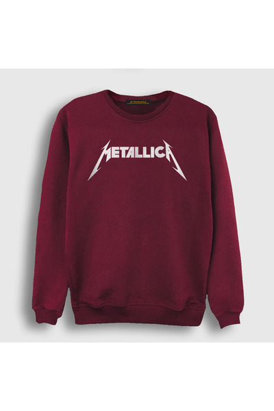 Presmono Unisex Claret Red Logo Metallica Sweatshirt 67317tt
