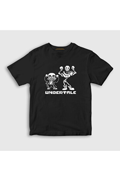Presmono Tricou pentru copii unisex negru Sans Papyrus Undertale 32350tt