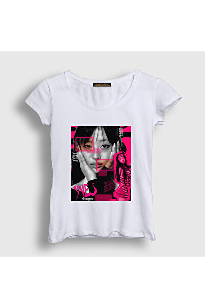 Presmono Women's White Poster Yves K-Pop Loona T-Shirt 598697Tt