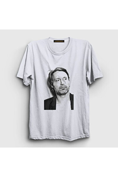 Presmono Unisex White Pose V2 Mads Mikkelsen T-Shirt 555557Tt
