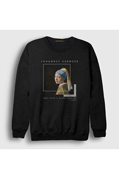 Presmono Unisex Black Girl with a Pearl Earring Johannes Vermeer Sweatshirt 5...