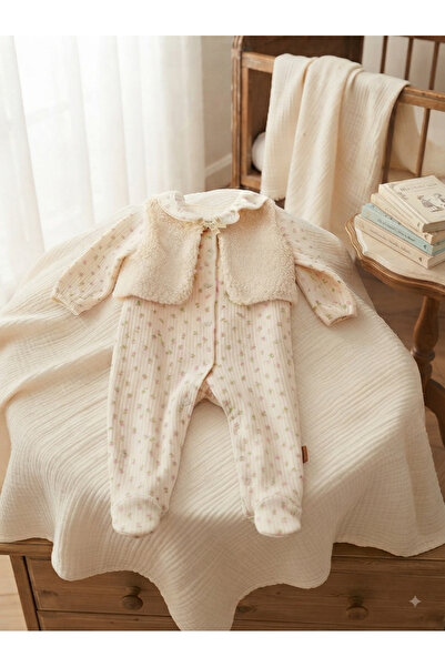 COŞAY BEBE KIZ BEBEK KREM RENGİ YELEKLİ TULUM