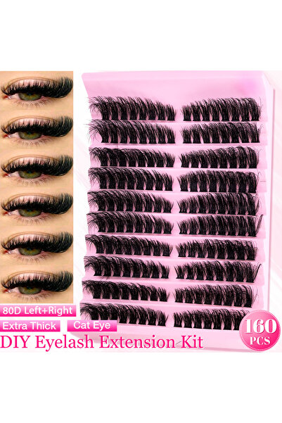 Choice1 80D Pair Individual Lashes 8-16mm 160pcs Cluster Lashes Natural Look ...