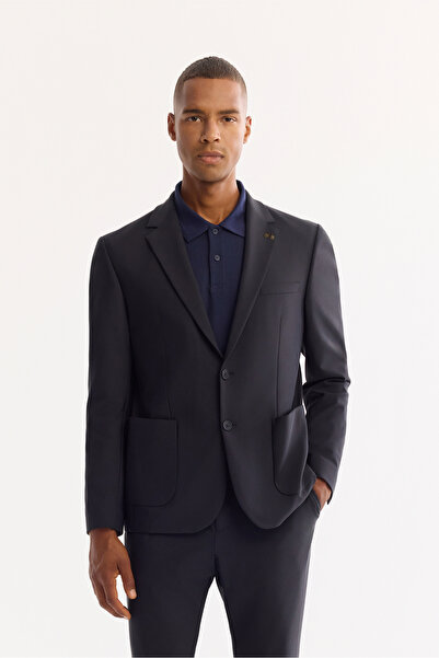 Avva Erkek Lacivert Mono Yaka Bi-Stretch Su İtici Kırışmayan Blazer Comfort S...