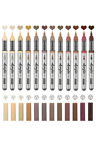 Choice Brown Series Acrylic Paint Markers ,12 pcs Brush Tip Acrylic Paint Pen...