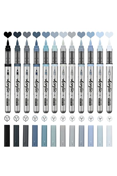 Choice Grey Series Acrylic Paint Markers ,12 pcs Brush Tip Acrylic Paint Pens...