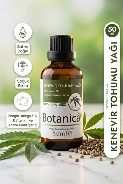 botanica %100 Saf Kenevir Yağı Soğuk Sıkım Kas Gevşetici Onarıcı Doğal Bitkis...