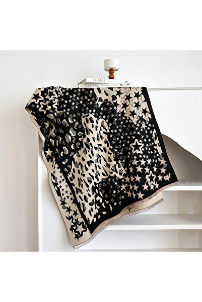 Choice1 black Luxury Brand Cashmere Stars Print Scarves Winter Women Pashmina...