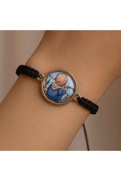 Herşey Nota Black String Mini Priest Figured Women's Men's Bracelet – Adjusta...