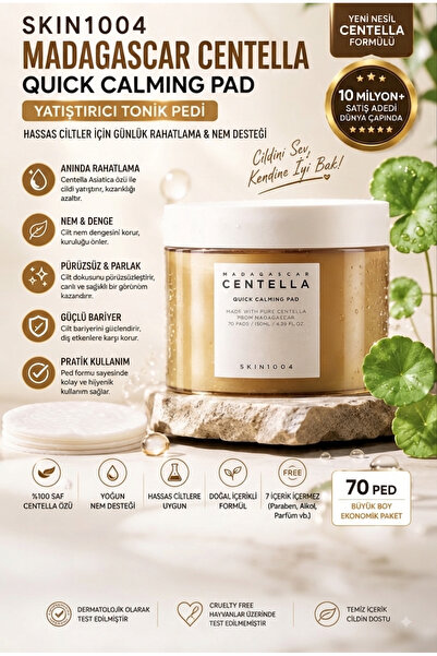 Skin1004 Madagascar Centella Quick Calming Pad Yatıştırıcı Tonik Pedi 70 Adet...