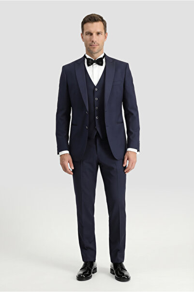 Kiğılı 7 Drop Slim Fit Dar Kesim Sivri Yaka Yelekli Smokin & Damatlık