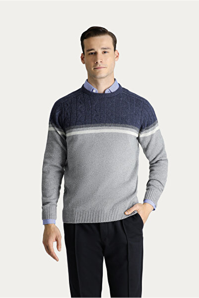 Kiğılı Pulover Slim Fit Tricotaj cu Guler Rotund