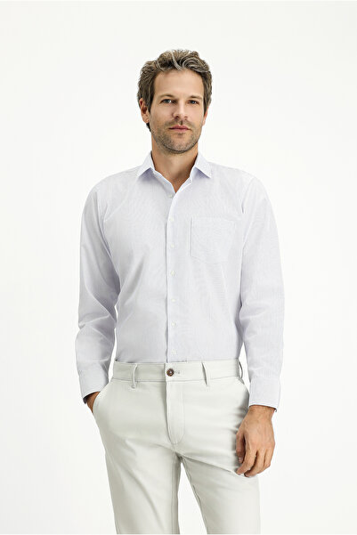 Kiğılı Long Sleeve Striped Cotton Classic Easy-Iron Shirt