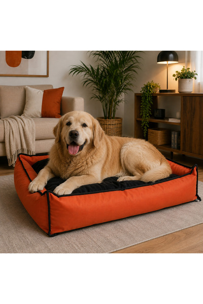 Nerotex Yıkanabilir Turuncu Köpek Kedi Minderi Ve Yatağı Büyük Irklar Için Fe...