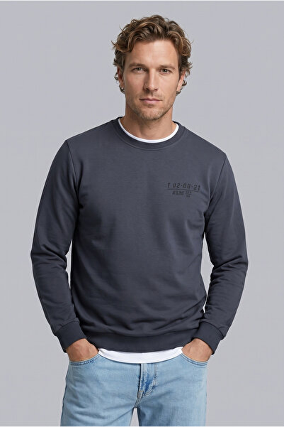 Kiğılı Crew Neck Regular Fit Printed Cotton Sweatshirt