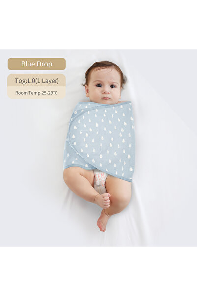Choice Single layer S Blue raindrops Bilayer Baby Newborn Baby Swaddle Tie An...