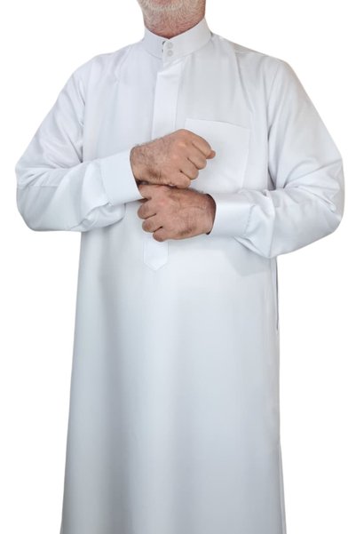 Royal Attire Prayer Robe,Saudi Arabian Design,Front Buttons Hidden And Long Sleeve Buttoned Pocket,Dishdasha clothing