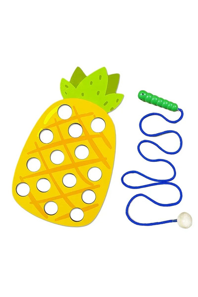 Choice1 Pineapple 1 set Wooden Lacing Toy Educational Fruits Threading Activi...