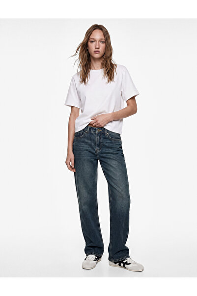 Koton Pantaloni din denim cu buzunare normale în talie, din bumbac, cu croial...