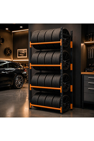 RafBurada 4 Katlı Midi Rack Lastik İstifleme Rafı 40x180 cm-200 cm