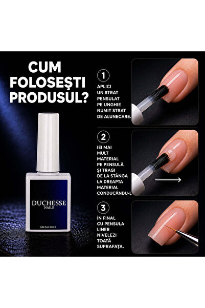 Duchesse Nails Bază de cauciuc FĂRĂ HEMA și TPO, Nuanță transparentă, 10 ml