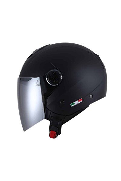 Sway SW 715 Matt Black Yarım Kask ( Gri Silver Vizör )