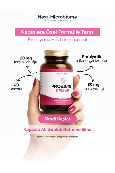 Next Microbiome Probiome-Femme Food Supplement Containing Probiotics and Prebiotics 60 Capsules