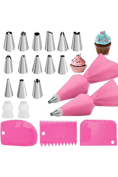 Choice 21PCS-PINK Stainless Steel Cake Decorating Nozzle Piping Bag Set Kitch...